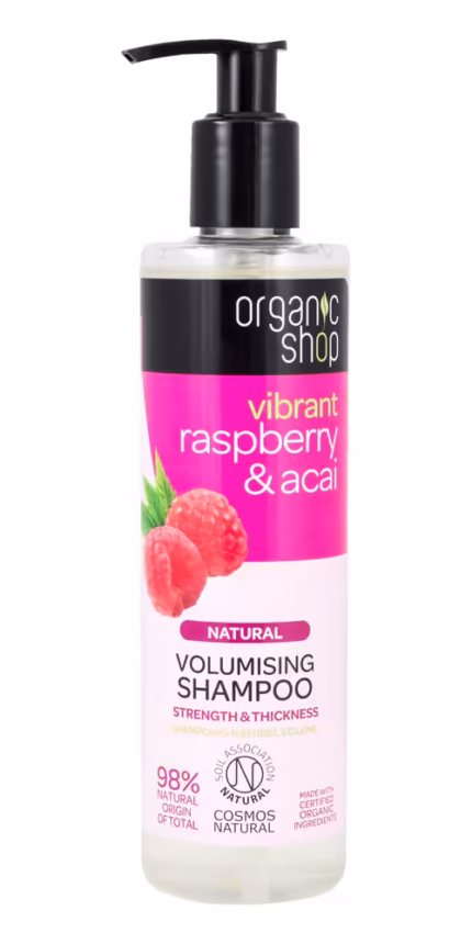 Шампоан за обем Малина и асай, Organic Shop, 280 мл